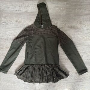 Thakoon Addition Olive Green Mesh Hooded Top
